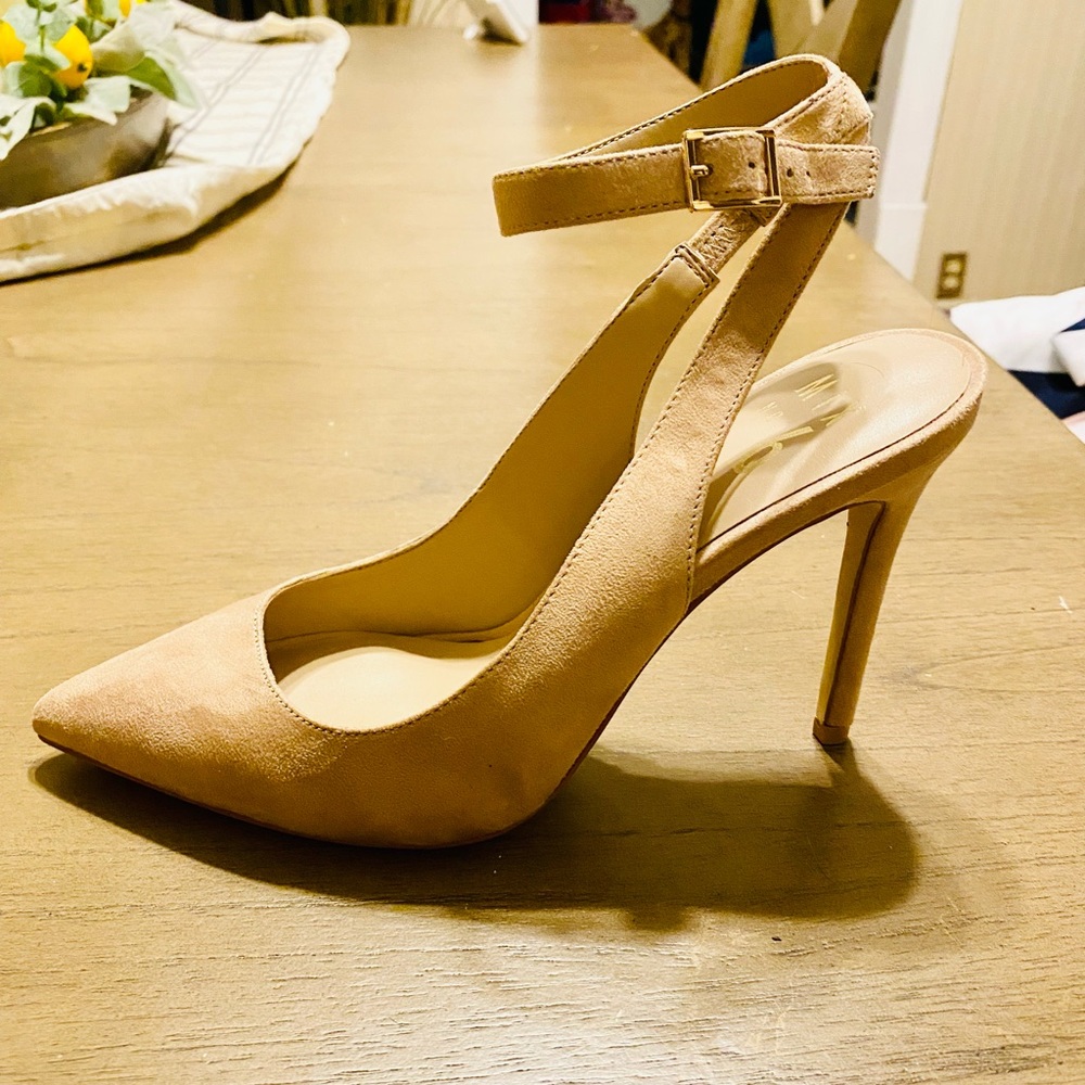 Nude suede heels